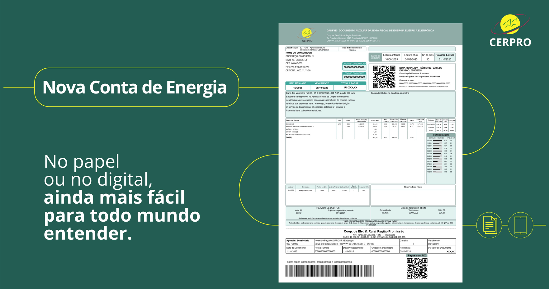 Nova Conta de Energia CERPRO — mais simples, moderna e fácil de entender!