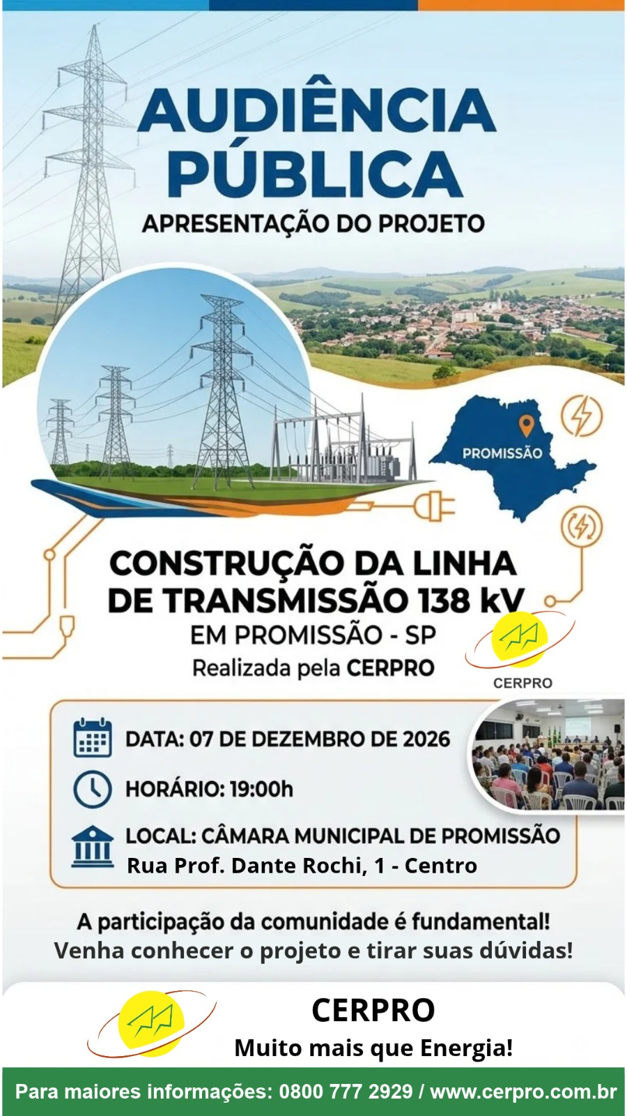 Audiência Pública para apresentação do projeto da Linha de Transmissão de 138 kV em Promissão